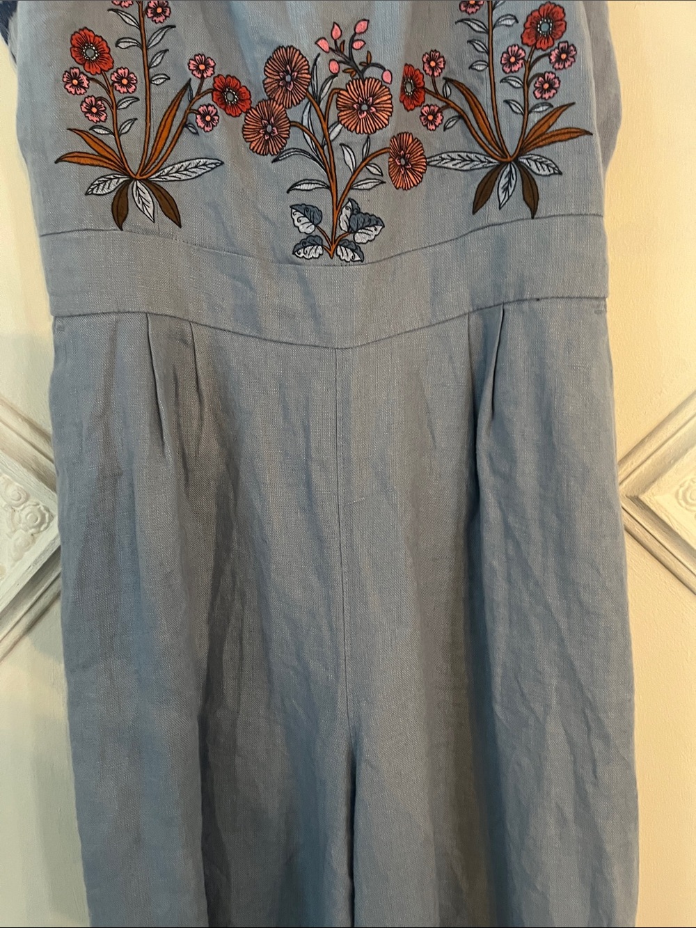Spartina 449 Light Blue Embroidered Wide-Leg Jumpsuit - Picture 4 of 8